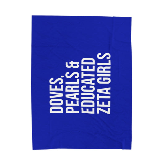 Doves Pearls & Educated Zeta Girls Plush Blanket - Blue