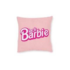 Black Barbie Square Pillow - Pink Back