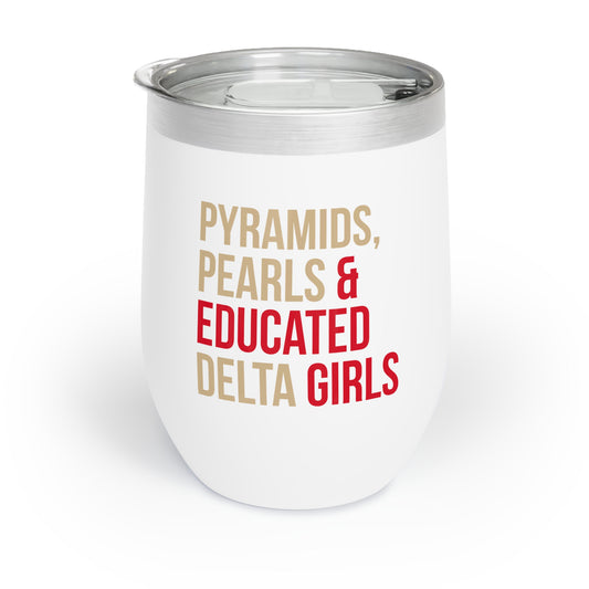 Pyramids, Pearls & Educated Delta Girls Wine Tumbler - Multi