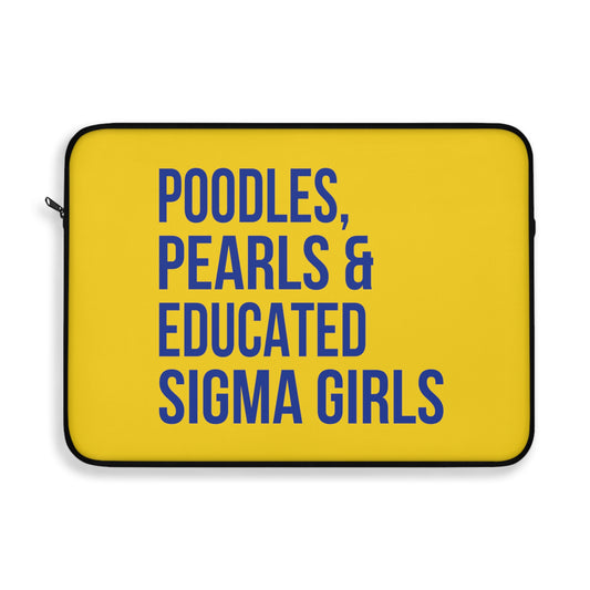 Poodles Pearls & Educated Sigma Girls Laptop Sleeve - Yellow