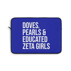 Doves Pearls & Educated Zeta Girls Laptop Sleeve - Blue