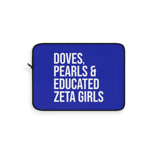 Doves Pearls & Educated Zeta Girls Laptop Sleeve - Blue