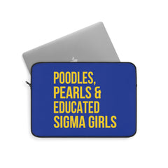 Poodles Pearls & Educated Sigma Girls Laptop Sleeve - Blue