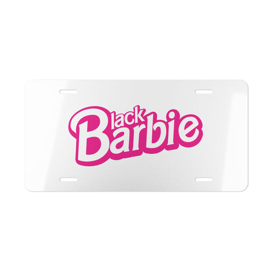 Black Barbie Vanity Plate - White