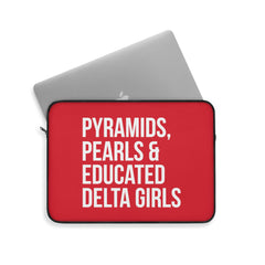 Pyramids Pearls & Educated Delta Girls Laptop Sleeve - Crimson