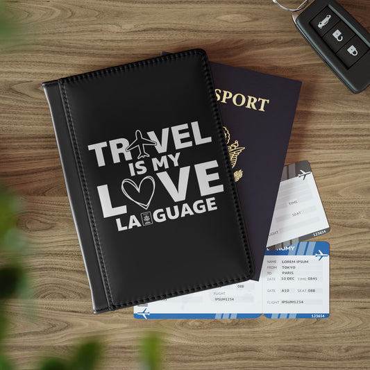 Travel Is My Love Language Icons Passport Cover - White