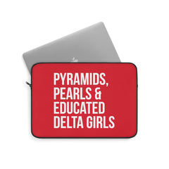 Pyramids Pearls & Educated Delta Girls Laptop Sleeve - Crimson