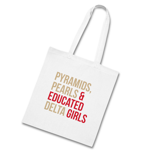 Pyramids Pearls & Educated Delta Girls Cotton Tote Bag - Multi