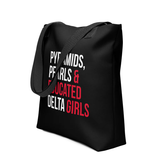 Pyramids Pearls & Educated Delta Girls Tote - Black Multi Black