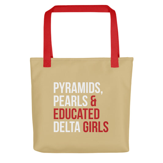 Pyramids Pearls & Educated Delta Girls Tote - Cream & Multi
