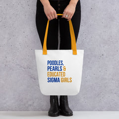 Poodles Pearls & Educated Sigma Girls Tote - Yellow