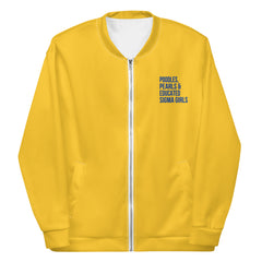Poodles Pearls & Educated Sigma Girls Bomber Jacket - Yellow