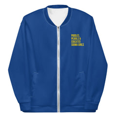 Poodles Pearls & Educated Sigma Girls Bomber Jacket - Blue