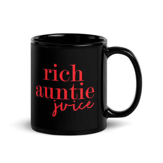Rich Auntie Juice Black Glossy Mug - Red