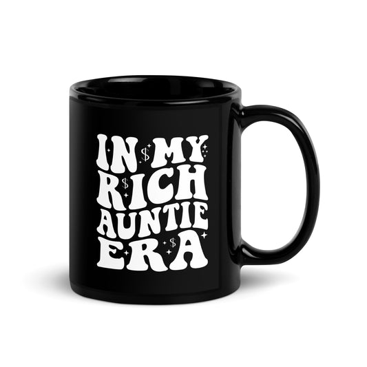 In My Rich Auntie Era Black Glossy Mug