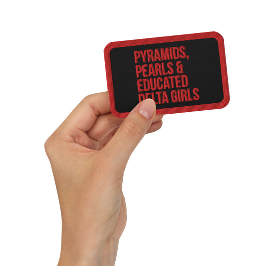 Pyramids Pearls & Educated Delta Girls Embroidered Patch - Crimson & Black