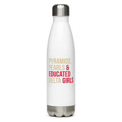 Pyramids Pearls & Educated Delta Girls Stainless Steel Water Bottle -  Crimson & Cream