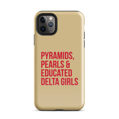 Pyramids Pearls & Educated Delta Girls Tough Case for iPhone® - Cream & Crimson