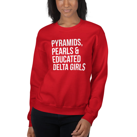 Pyramids Pearls & Educated Delta Girls Sweatshirt - White