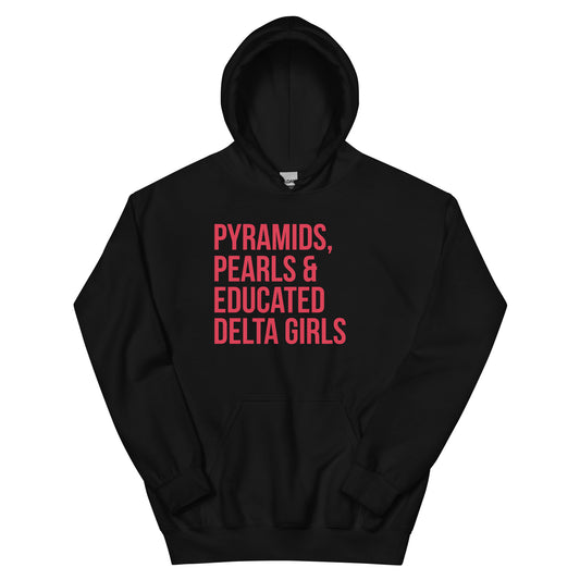 Pyramids Pearls & Educated Delta Girls Hoodie - Red
