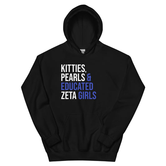 Kitties Pearls & Educated Zeta Girls Hoodie