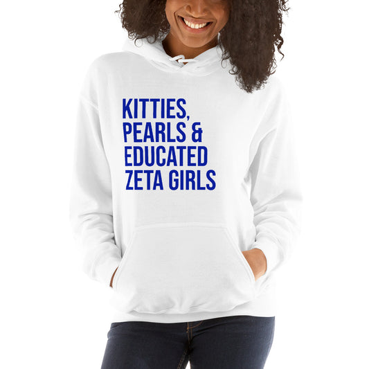 Kitties Pearls & Educated Zeta Girls Hoodie