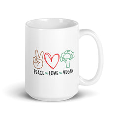 Peace Love Vegan White Glossy Mug