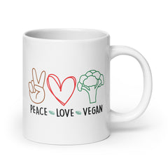 Peace Love Vegan White Glossy Mug