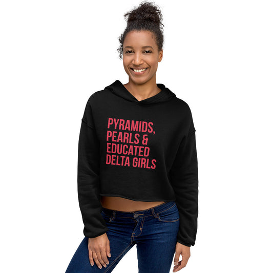 Pyramids Pearls & Educated Delta Girls Crop Hoodie - Red