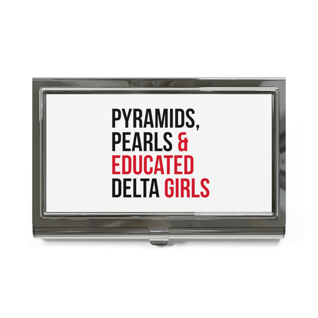 Pyramids Pearls & Educated Delta Girls Business Card Holder - White
