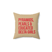 Pyramids Pearls & Educated Delta Girls Pillow - Cream & Crimson