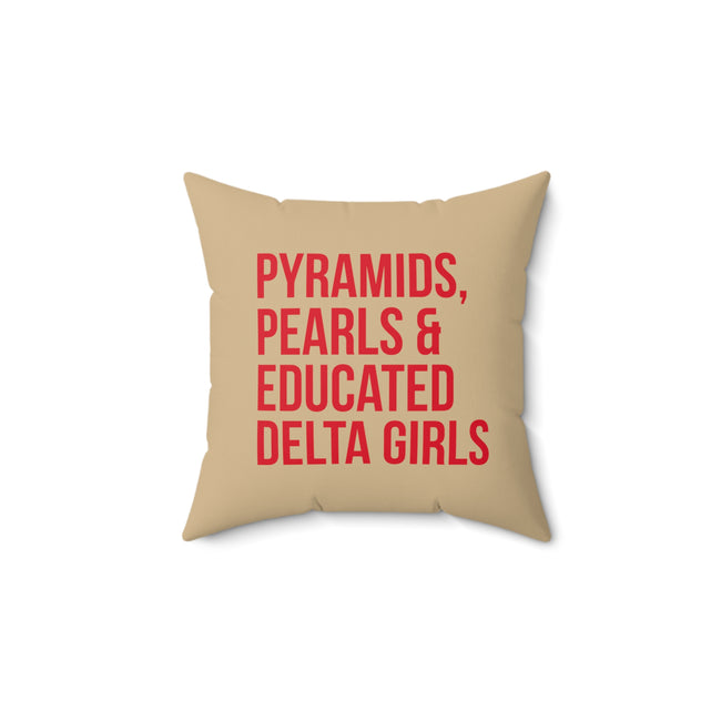 Pyramids Pearls & Educated Delta Girls Pillow - Cream & Crimson