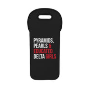 Pyramids Pearls & Educated Delta Girls Wine Tote Bag