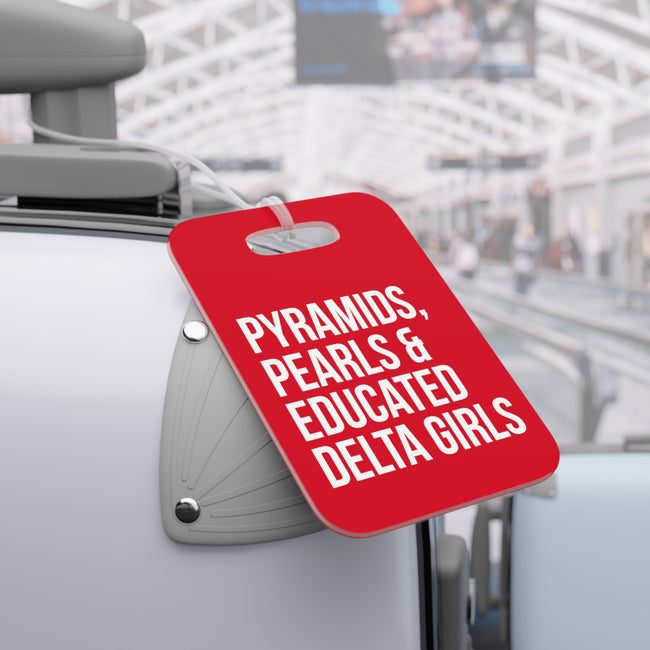 Pyramids Pearls & Educated Delta Girls Luggage Tags - Crimson & White