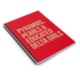 Pyramids Pearls & Educated Delta Girls  Spiral Notebook - Crimson & Cream
