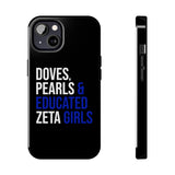 Doves, Pearls & Educated Zeta Girls Black Case for iPhone®