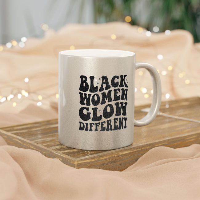 Black Women Glow Different Metallic Mug