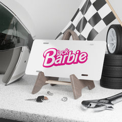 Black Barbie Vanity Plate - White