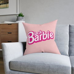 Black Barbie Square Pillow - Pink Back