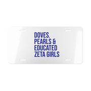 Doves Pearls & Educated Zeta Girls Vanity Plate - White