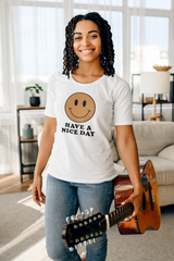 Have A Nice Day T-Shirt- Light Brown & Black