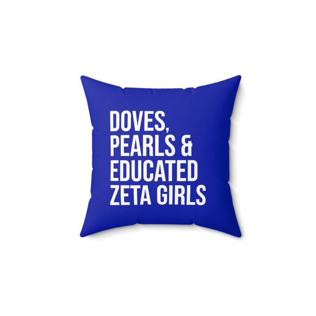 Doves Pearls & Educated Zeta Girls Pillow - Blue
