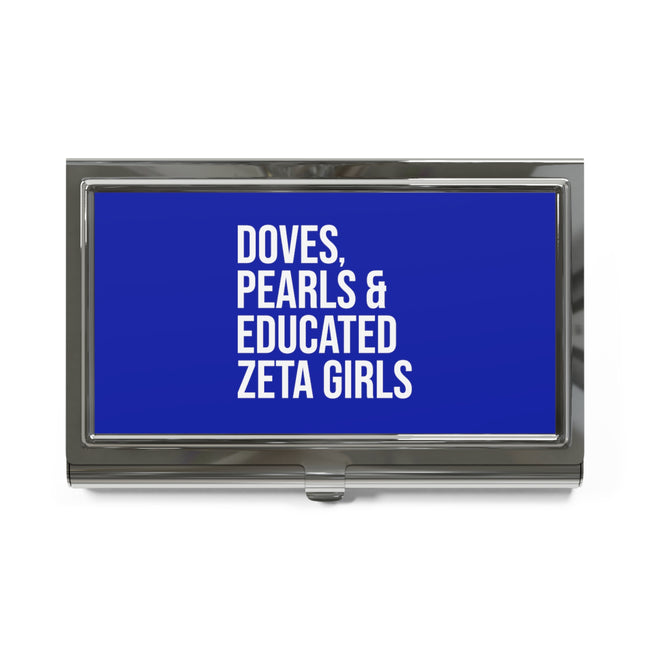 Doves Pearls & Educated Zeta Girls Business Card Holder - Blue