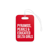 Pyramids Pearls & Educated Delta Girls Luggage Tags - Crimson & White