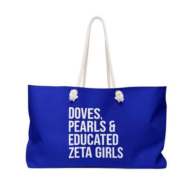 Doves, Pearls & Educated Zeta Girls Weekender Bag