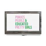 Pinkies Pearls & Educated Pretty Girls Business Card Holder - White