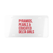 Pyramids Pearls & Educated Delta Girls Vanity Plate - White & Crimson