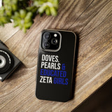 Doves, Pearls & Educated Zeta Girls Black Case for iPhone®