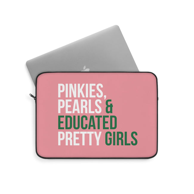 Pinkies, Pearls & Educated Pretty Girls Laptop Sleeve - Pink