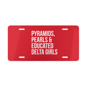 Pyramids Pearls & Educated Delta Girls Vanity Plate - Crimson & White